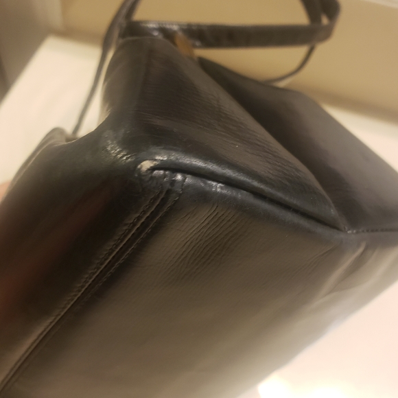 Vintage Black leather Lewis top handle bag with change purse, mirror and comb - Picture 7 of 16